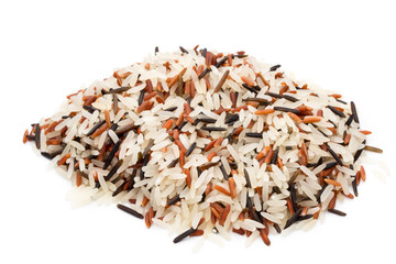 Rice, natural long rice grain for isolated background.