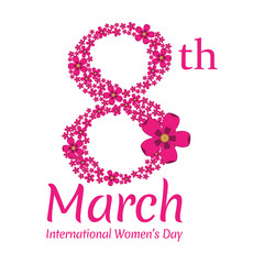 Creative greeting card design for International Women's Day concept. 
