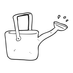 Obraz premium black and white cartoon watering can