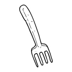 black and white cartoon fork