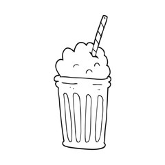black and white cartoon milkshake