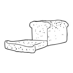 black and white cartoon loaf of bread
