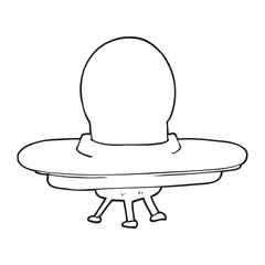 black and white cartoon flying saucer