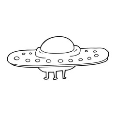 black and white cartoon flying saucer