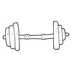 black and white cartoon barbell