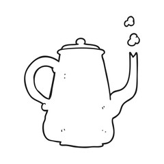 black and white cartoon coffee pot