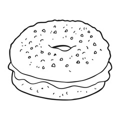 black and white cartoon bagel