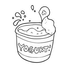 black and white cartoon yogurt
