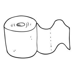 black and white cartoon toilet roll