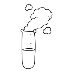 black and white cartoon science test tube