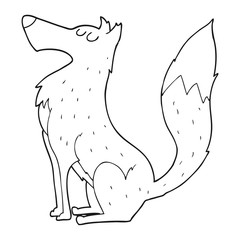 black and white cartoon wolf