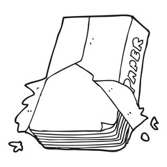 black and white cartoon office paper