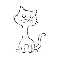 black and white cartoon cat