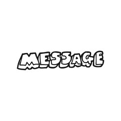 black and white cartoon message text