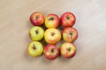 Group of red apples. Flat Lav