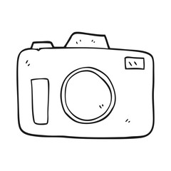 black and white cartoon camera