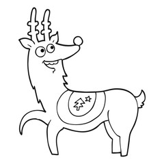 black and white cartoon christmas reindeer