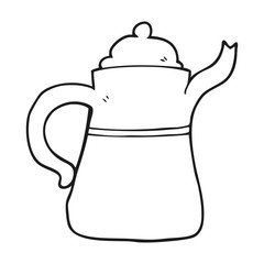black and white cartoon coffee pot