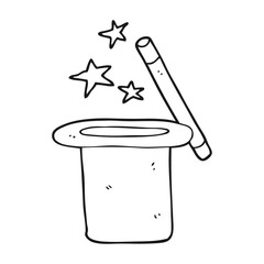 black and white cartoon magician's top hat