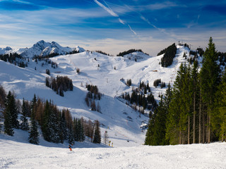 Ski slopes in winter