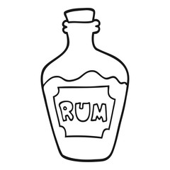 black and white cartoon rum bottle