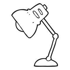 black and white cartoon lamp