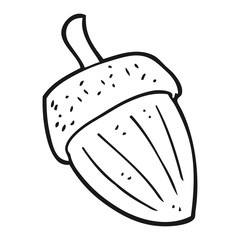 black and white cartoon acorn