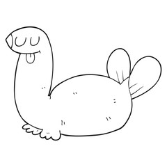 black and white cartoon seal