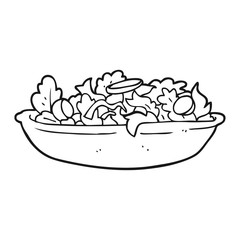 black and white cartoon salad