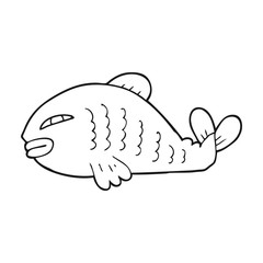 black and white cartoon fish