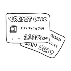 black and white cartoon credit cards