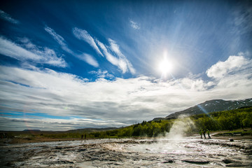 Iceland beautiful geyser and nature