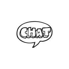 black and white cartoon chat symbol