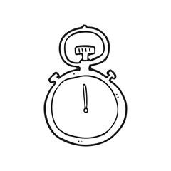 black and white cartoon stop watch