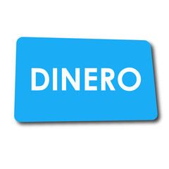 Icono plano DINERO en rectangulo azul con sombra - obrazy, fototapety, plakaty