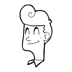 black and white cartoon smiling man