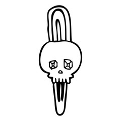 black and white cartoon skull hairclip