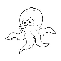 black and white cartoon octopus