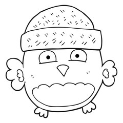 black and white cartoon cute owl