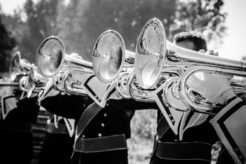 Various instruments and details from a music band of windband