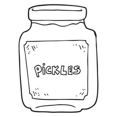 black and white cartoon pickle jar