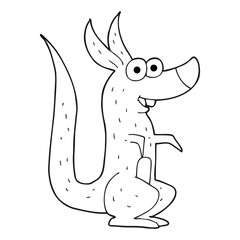 black and white cartoon kangaroo