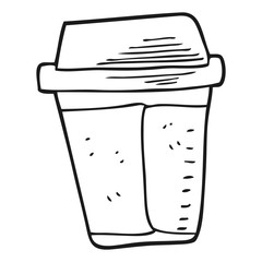 black and white cartoon coffee