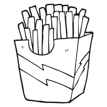 Black And White Cartoon French Fries