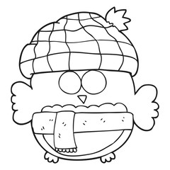 black and white cartoon cute owl