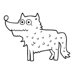 black and white cartoon dog