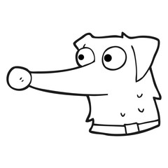 black and white cartoon dog with collar