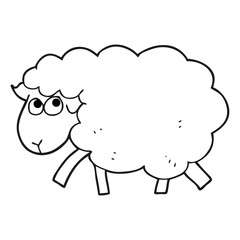 black and white cartoon sheep