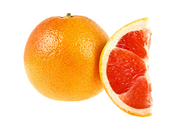 Naklejka na ściany i meble Grapefruit with segment on a white background