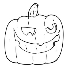 black and white cartoon halloween pumpkin